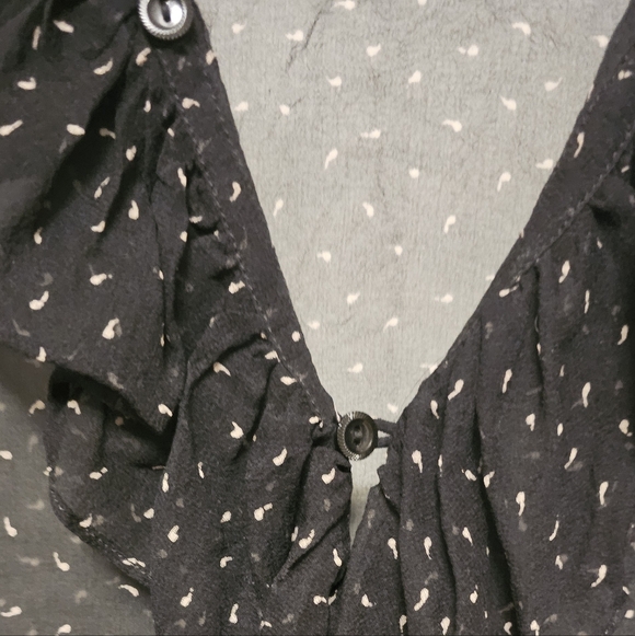 Ralph Lauren Blue Label 100% Silk Ruffle Blouse Black Sheer Paisley Sz 6 - Picture 5 of 9